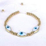 Pulseras chapadas en oro de cristal de ojo ovalado de estilo étnico lujoso
