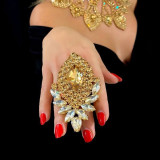 Anillos de piedras preciosas artificiales con incrustaciones de cobre con gotas de agua de estilo clásico