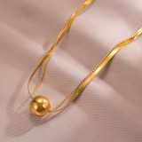 Collar chapado en oro de 18 quilates con revestimiento de acero de titanio de color sólido y estilo simple informal