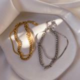 Pulseras chapadas en oro con revestimiento de acero de titanio redondo para mujer