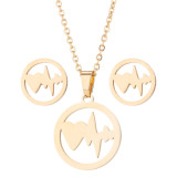 Conjunto de joyería de acero inoxidable con electrocardiograma de moda, 2 piezas