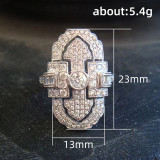 Anillos de cobre geométricos de moda con incrustaciones de circonio piedras preciosas artificiales anillos de cobre