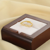Anillo abierto geométrico plateado oro de las perlas artificiales del acero inoxidable 18K del estilo simple a granel