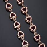 Pulseras de piedras preciosas artificiales con incrustaciones de cobre en forma de corazón brillante de estilo simple