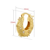 1 par de elegantes pendientes chapados en oro de 18 quilates con incrustaciones de latón ovalado y glamuroso
