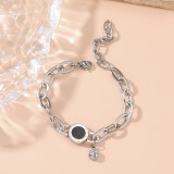 Pulseras chapadas en oro de 18K con incrustaciones de revestimiento de pulido de acero de titanio con números romanos de estilo clásico informal