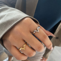 Anillos abiertos de cobre en forma de V de Streetwear