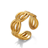 Anillos abiertos chapados en oro irregulares del chapado en oro 18K del acero inoxidable de Streetwear del estilo simple