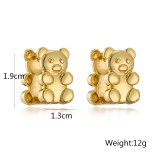 1 par de aretes chapados en oro de 18 quilates con revestimiento de oso animal de estilo simple