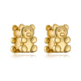1 par de aretes chapados en oro de 18 quilates con revestimiento de oso animal de estilo simple