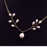 Conjunto de collar tejido con perlas naturales de agua dulce para mujer