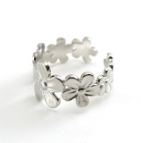 Anillo abierto de flores de acero inoxidable con flor de estilo simple 1 pieza