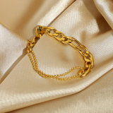 Pulsera de acero inoxidable chapada en oro multifuncional con costura de moda simple