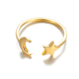 Estilo europeo y americano Nuevo conjunto de anillos combinados para hombres y mujeres Retrato de frutas Estrella geométrica Luna Conjunto de anillos combinados con boca cerrada ajustable