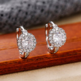 Pendientes de diamantes artificiales con incrustaciones de cobre redondos de estilo simple, 1 par