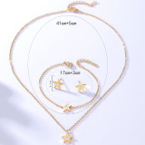 Conjunto de collar y pulsera con pendientes de circonita en oro de 18 quilates galvanizado de acero inoxidable con estrella de moda