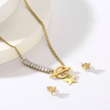 Conjunto de joyería chapada en oro de 18 quilates con forma de corazón y mariposa de acero titanio y mariposa dulce