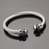 Brazalete chapado en acero inoxidable con calavera punk