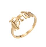 Anillos huecos de acero inoxidable con letras de moda 1 pieza