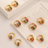1 par de aretes de cobre esmaltados redondos de estilo vintage