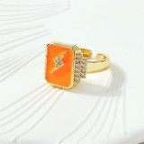 Anillos de circón con incrustaciones de cobre de fruta de estilo simple retro