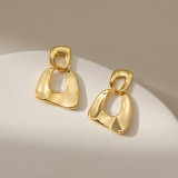 Chapado en cobre europeo y americano Pendientes de tendencia de oro real de 18 quilates Diseño de interés especial Pendientes minimalistas de moda brillante Joyas pequeñas de estilo frío