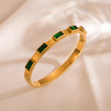 Pulseras de anillos chapadas en oro de 18K con incrustaciones de circonio y revestimiento de acero inoxidable rectangulares de estilo clásico informal