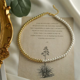 Collar chapado en oro con cuentas de cobre redondo de estilo barroco