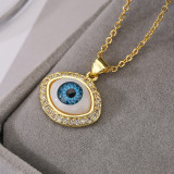 Collar con colgante de circón chapado en oro de 18 quilates con ojo de diablo de estilo clásico retro a granel