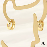 1 par de pendientes de aro chapados en oro de 18K con incrustaciones de circonita de cobre y ojo de diablo cruzado de estilo Simple