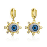 Pendientes de ojo 3D de joyería de circonio con microincrustaciones de oro de señora chapados en cobre
