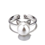 Lindo Animal Cobre Incrustación Perlas Artificiales Anillos Pendientes Collar