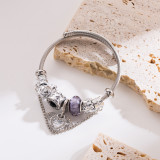 Brazalete de diamantes de imitación con incrustaciones de aleación de acero inoxidable y sandía en forma de corazón de árbol Retro de 1 pieza