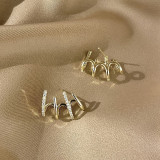 Pendientes geométricos elegantes con revestimiento de cobre y circón, 1 par