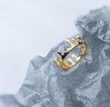 Anillo simple de acero titanio chapado en oro
