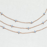 Collar de flores azules coreano, collar de oro auténtico chapado en cobre, joyería