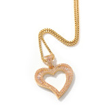 Collar con colgante de circonita de metal y cobre en forma de corazón a la moda, 1 pieza