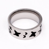 Anillos de esmalte de acero titanio con graffiti Hip-Hop