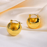 1 par de pendientes chapados en oro y latón semicirculares de estilo sencillo y elegante