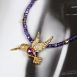 Collar con colgante de cobre con diseño de pájaro a la moda, collares de cobre con circonita chapada