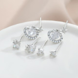 3 pares de pendientes de circonita con incrustaciones de cobre y estrellas de estilo sencillo