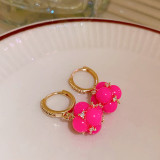 1 par de pendientes colgantes de circonita con perlas artificiales de cobre con incrustaciones de flores elegantes
