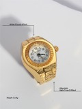 Reloj de estilo simple informal Anillos abiertos chapados en oro de acero inoxidable y titanio