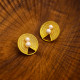 1 par de aretes de cobre chapados redondos retro