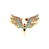 Anillo abierto de circón con incrustaciones de cobre y alas de ángel a la moda de 1 pieza