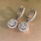 Pendientes colgantes de cobre geométricos de moda Pendientes de cobre con incrustaciones de diamantes de imitación chapados