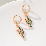 1 par de aretes colgantes de cobre esmaltados con forma de cactus estilo simple