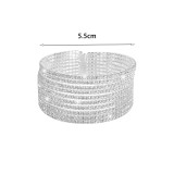 Brazalete de diamantes de imitación con incrustaciones de acero de titanio y diamantes de imitación redondos brillantes informales