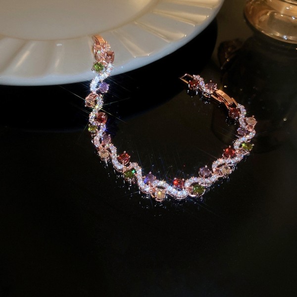 Pulseras de circón con incrustaciones de cobre en forma de S de estilo simple