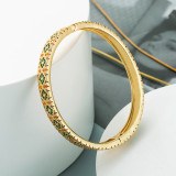 Pulsera creativa con círculo de diamantes, joyería de circonita de Color con microincrustaciones de oro Real chapada en cobre